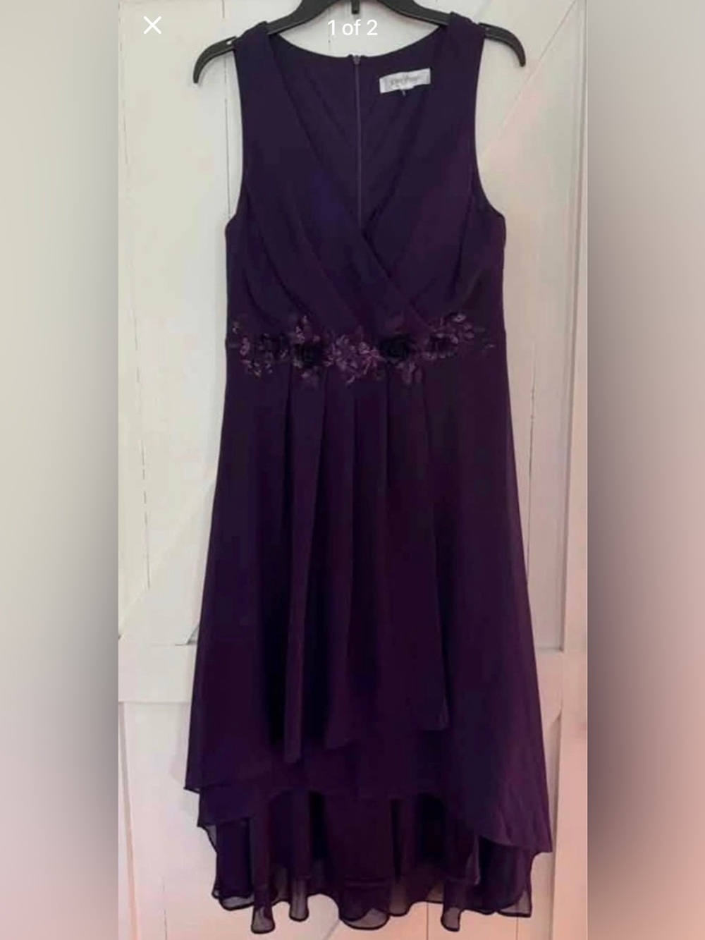 Ever Pretty Deep Purple Sleeveless High-Low Floral Waist Dress - never worn